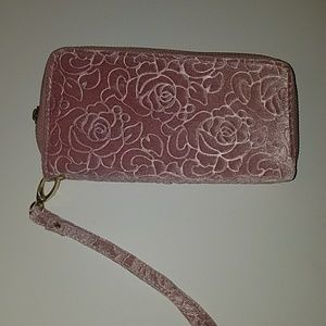 Double zip around wristlet wallet
